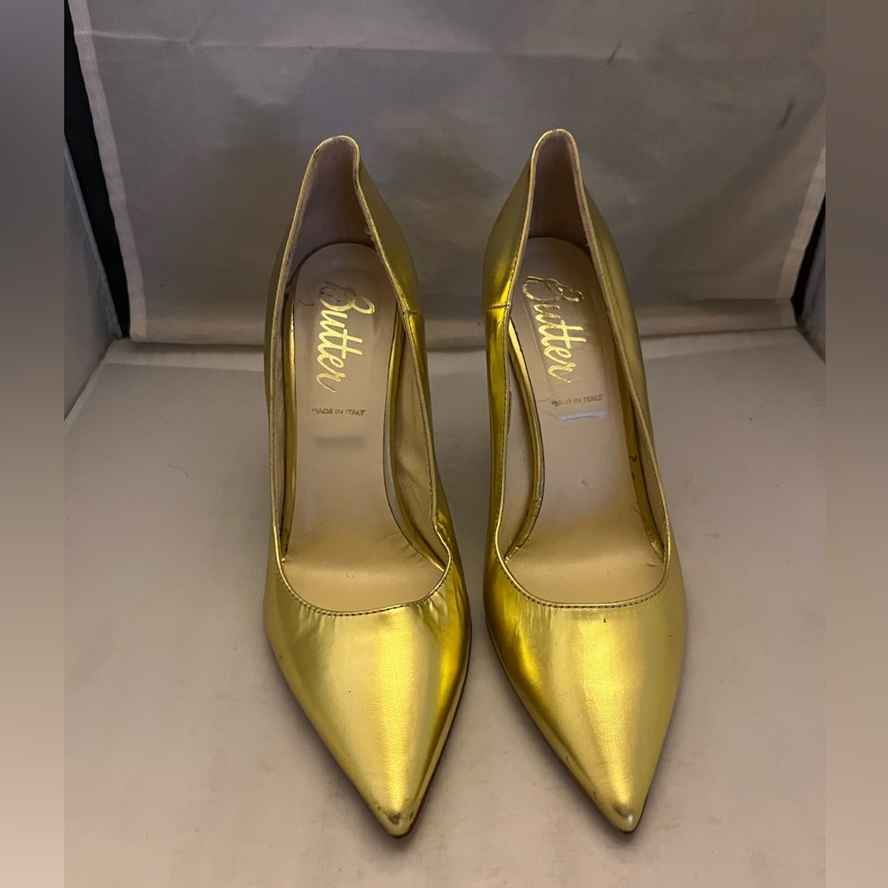 Butter Women's Metallic Gold Heels 7.5